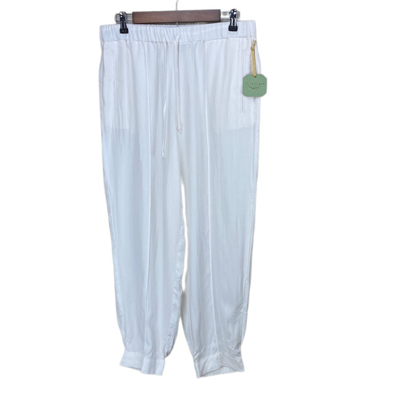 New Ryegrass Women Plus Cream Pull-on Elastic Waist Lightweight Jogger Pants 1X - Picture 1 of 5